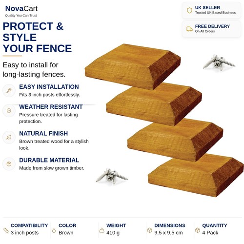 Wooden post tops - post, 3x3