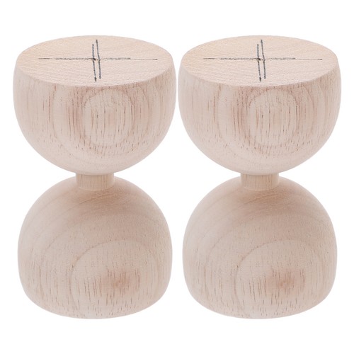 2pcs wooden round post - wooden, caps