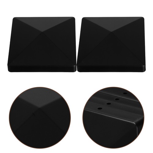 Black plastic fence post - plastic, caps