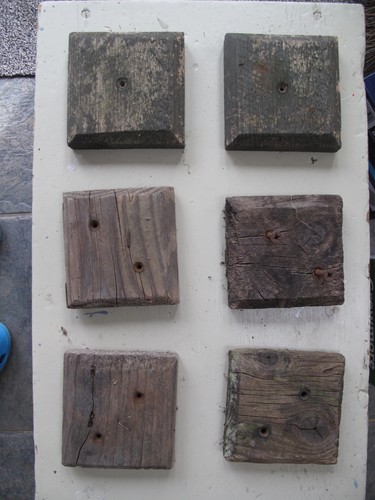 Aged wooden fence post caps - aged,